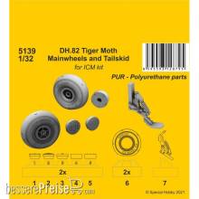 CMK 129-5139 - DH.82 Tiger Moth Mainwheels and Tailskid (ICM kit) in 1:32