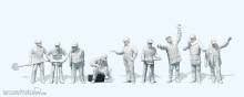 Preiser 63003 - Bahn- und Gleisbauarbeiter. 9 unbemalte Miniaturfiguren, Zubehör