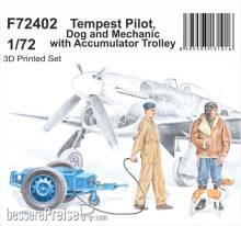 CMK 129-F72402 - Tempest Pilot, Dog and Mechanic with Accumulator Trolley 1/72