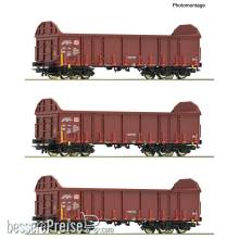 Roco 6600131 - 3-tlg. Set: Offene Güterwagen, DB AG