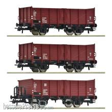 Roco 6600146 - 3-tlg. Set: Offene Güterwagen, DR