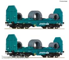Roco 6600181 - 2-tlg. Set: Coiltransportwagen, FS