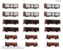 Roco 6600340 - 18-tlg. Display: Rangierbahnhof/Schiebedach-/Schiebewandwagen, DB