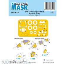 Special Hobby 100-M72032 - DH.100 Vampire Mk.I Early & Late MASK in 1:72