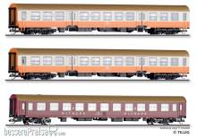 Tillig 70062 - Reisezugwagenset „Museums-Städteexpress Erfurter Bahnservice GmbH“ Teil 2, bestehend aus zwei Reisezugwagen Bmh, und einem Liegewagen 2. Klasse