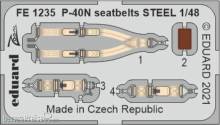 Eduard Accessories FE1235 - 1:48 P-40N seatbelts STEEL, for ACADEMY