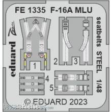 Eduard Accessories FE1335 - 1:48 F-16A MLU seatbelts STEEL 1/48 KINETIC