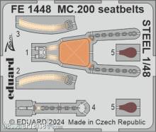 Eduard Accessories FE1448 - MC.200 seatbelts STEEL ITALERI