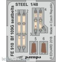 Eduard Accessories FE910 - Bf 109G seatbelts STEEL for Eduard in 1:48