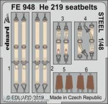 Eduard Accessories FE948 - He 219 seatbelts STEEL for Tamiya in 1:48