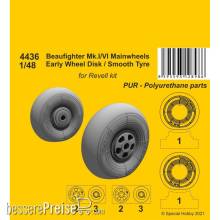 CMK 129-4436 - 1:48 Beufighter Mk.I/VI Mainwheels - Early Wheel Hub / Smooth Tyre
