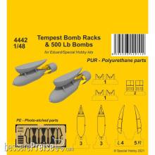 CMK 129-4442 - 1:48 Tempest Bomb Racks & 500 Lb Bombs