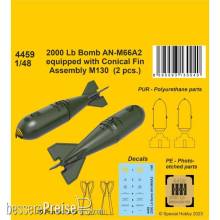 CMK 4459 - 1:48 2000 Lb Bomb AN-M66A2 equipped with Conical Fin Assembly M130 (2 pcs.)