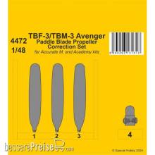 CMK 129-4472 - 1:48 TBF-3/TBM-3 Avenger Paddle Blade Propeller Correction Set 1/48 for Accurate/Academy kits