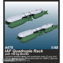 CMK 129-4476 - IAF Quadruple Rack with 100 kg Bombs (2 pcs.) / for SMB-2, Sa´ar and Mirage III kits