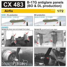 Eduard Accessories CX483 - B-17G antiglare panels(BO&DL produktion) for Airfix in 1:72