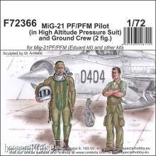 CMK 129-F72366 - MiG-21 PF/PFM Pilot (in High Altitude Pressure Suit) and Ground Crew (2 fig.) in 1:72