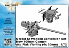 CMK 129-N72020 - U-Boot IX Weapon Conversion set-new105mm cannon a.Flak Vierling f.Revell kit in 1:72