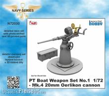 CMK N72030 - 1:72 PT Boat Weapon Set No.1 - Mk.4 20mm Oerlikon cannon