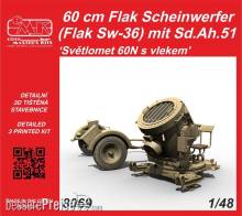 CMK 129-8069 - 60 cm Flak Scheinwerfer (Flak Sw-36) mit Sd.Ah.51 / Sv?tlomet 60N s vlekem 1/48