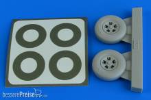 Aires 2228 - 1:32 Spitfire Mk.IX wheels (5-spoke) & paint masks f.Tamiya