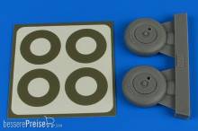 Aires 2237 - 1:32 Spitfire Mk.IX wheels (covered) & paint masks for Tamiya