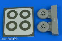 Aires 4787 - 1:48 Spitfire Mk.I wheels (5-Spoke) & paint masks f. Tamiya