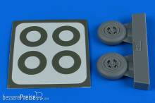 Aires 4801 - 1:48 Spitfire Mk.IX wheels (4-spoke) & paint masks for Eduard