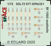 Eduard Accessories 3DL72077 - Bf 109G seatbelts SPACE