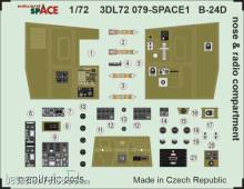Eduard Accessories 3DL72079 - B-24D nose & radio compartment SPACE for Airfix