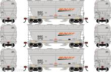 Athearn ATH-3308 - HO ATH ACF 2970 Covered Hopper BNSF #405819/405834/406079 (3)