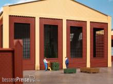 Auhagen 80529 Wände 2391G Rot – 2 Wände Mit Toren L Für Modellbau H0 (1:87), 46 X 86 Mm