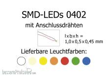 Tams Elektronik 81-50056-02 - SMD-LED, Bauform 0402, mit angelöteten Kupferlackdrähten, rot