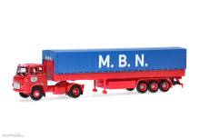 Herpa 87MBS026192 - Scania LB 76 Planen-Sattelzug ´M.B.N.´ (Niederlande/Sint Jacobi Parochie)