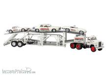 Brekina 90500 - Brekina, Set Dodge Autotransporter mit 3 PKW, 1975, Hurricane Helldrivers, 1:87