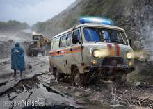 Zvezda 924302 - 1/43 UAZ 3909 Emergency