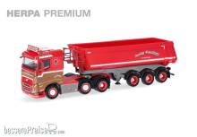 Herpa 959858 - HERPA PREMIUM: Volvo FH 2020 Flachdach Kipp-Sattelzug 3achs Ronny Ceusters, Belgien