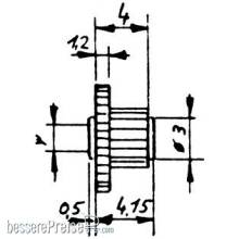 Weinert 9633 - Kunststoff-StufenzahnradZähnezahl 10 bei Modul 0,4 auf 15 bei Modul 0,5Bohrung 2,04 mm