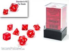 Chessex CHX20374 - Translucent Mini-Polyhedral Red/white 7-Die Set