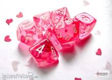 Chessex CHX20384 - Translucent Mini-Polyhedral Pink/white 7-Die Set