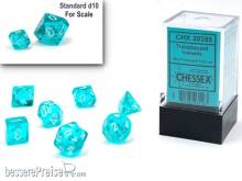 Chessex CHX20385 - Translucent Mini-Polyhedral Teal/white 7-Die Set