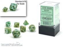 Chessex CHX20409 - Marble Mini-Polyhedral Green/dark green 7-Die Set