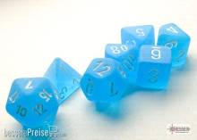 Chessex CHX20416 - Frosted Mini-Polyhedral Caribbean Blue/white 7-Die Set