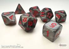 Chessex CHX20478 - Velvet® Mini-Polyhedral Black/red 7-Die Set