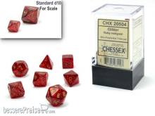 Chessex CHX20504 - Glitter Mini-Polyhedral Ruby/gold 7-Die Set