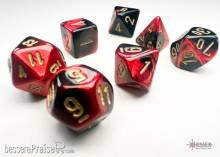 Chessex CHX20633 - Gemini® Mini-Polyhedral Black-Red/gold 7-Die Set