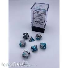 Chessex CHX20656 - Gemini® Mini-Polyhedral Steel-Teal/white 7-Die Set