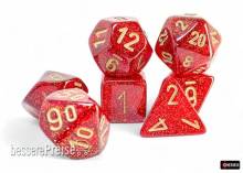Chessex CHX22504 - Mega-hedral W2 Glitter Ruby 7-Die Set