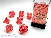 Chessex Würfel CHX23073 - Orange w/white Translucent Polyhedral 7-Die Sets