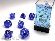 Chessex Würfel CHX23076 - Blue w/white Translucent Polyhedral 7-Die Sets